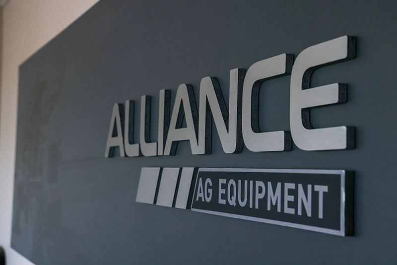 Alliance Ag Equipment sign closeup