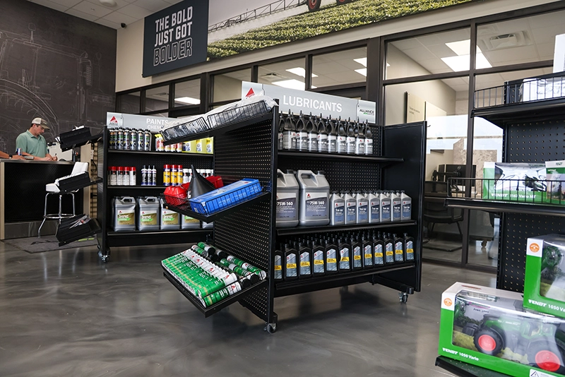 Alliance Ag lubricants store shelf