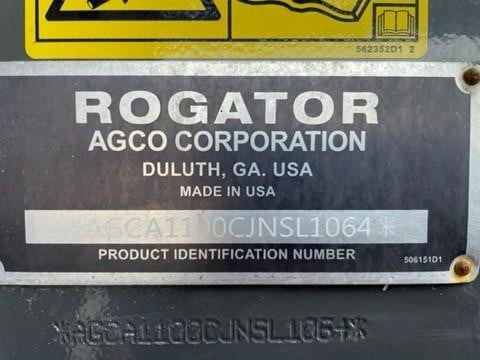 2018 Rogator RG1100C